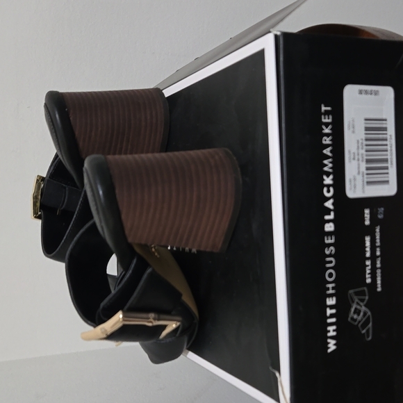 WHITE HOUSE BLACK MARKET BAMBOO BLACK SLIDE SANDAL SANDALS 6.5 W/ BOX - Picture 10 of 10